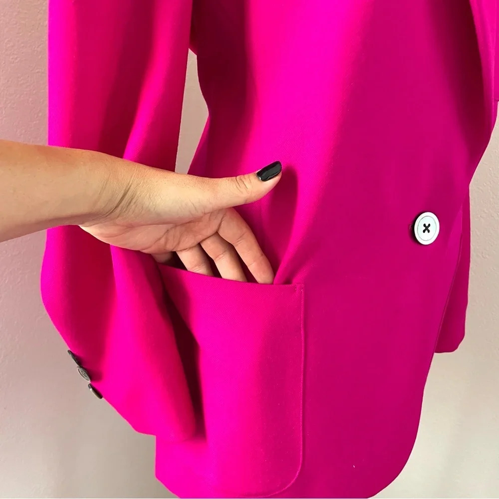 Vintage Oversized Pink Fuchsia 100% Wool Blazer Small/Medium - Picture 3 of 12